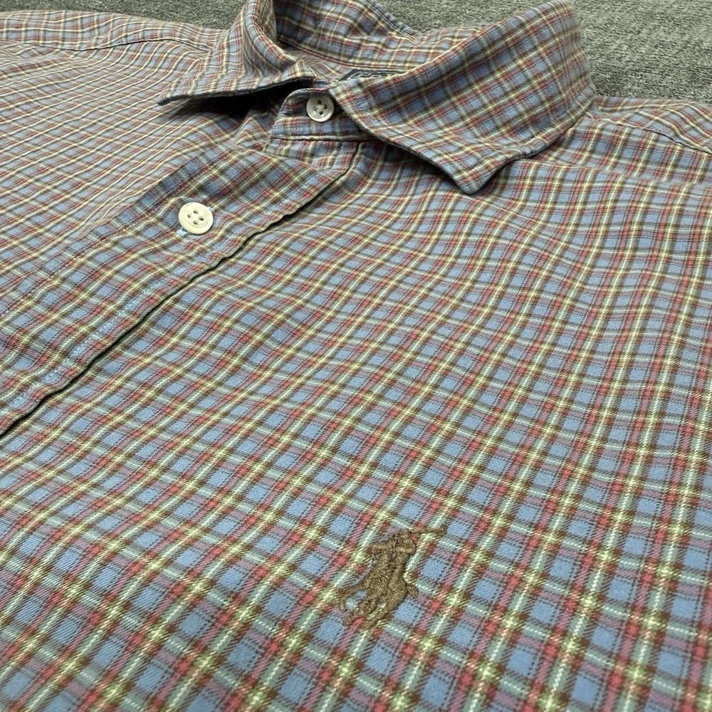 Polo Ralph Lauren Shirt Mens XXL Red Blue Plaid Long Sleeve Stanton‎ Classic Fit